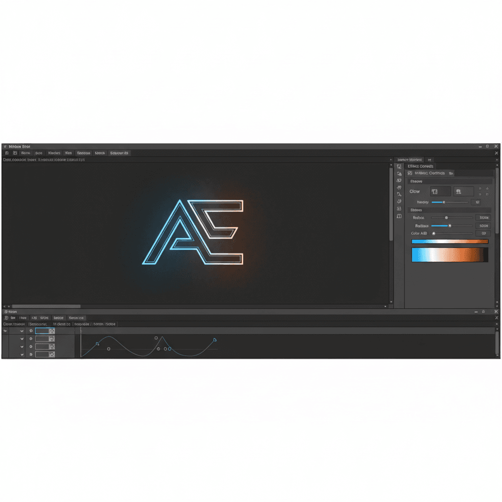 After EffectsでロゴにGlowエフェクトを適用し、調整している画面