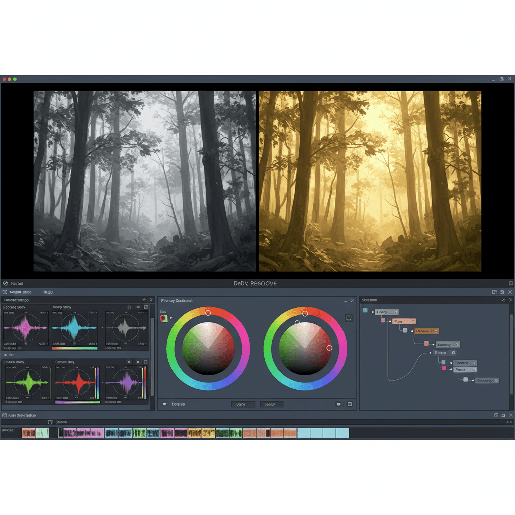 DaVinci Resolveのカラーグレーディング画面のイメージ