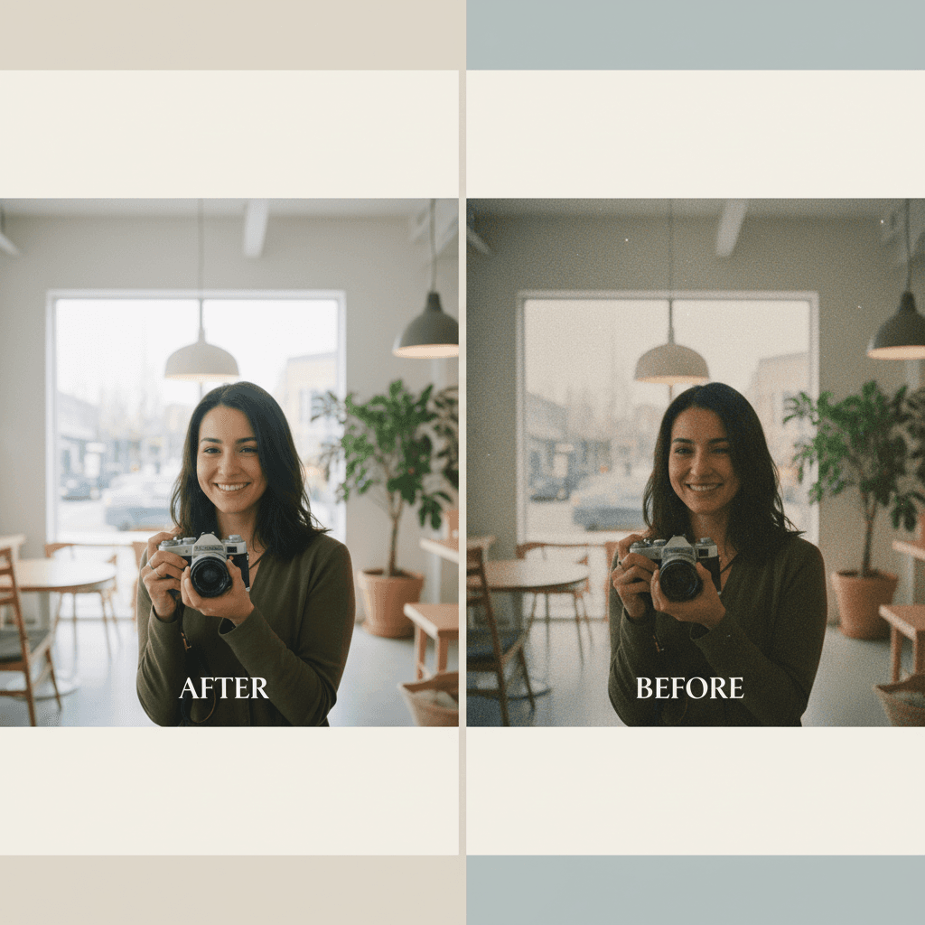 ノイズ&グレインエフェクトを適用した前後の比較画像