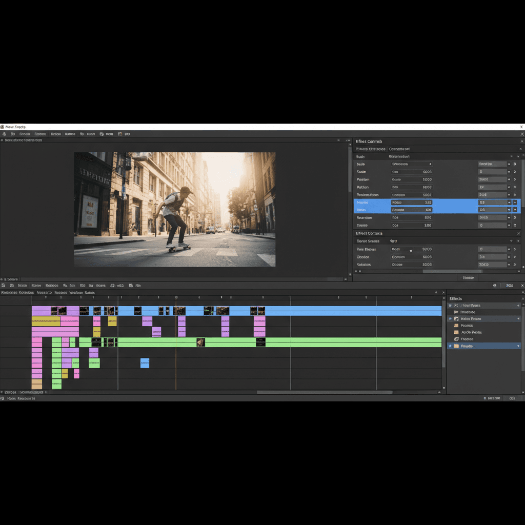 Premiere Proのプレビュー画面とエフェクトコントロールパネルの画像