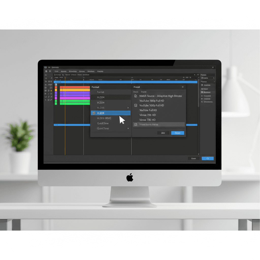 Premiere Proの書き出し設定画面でフォーマットとプリセットを選択しているスクリーンショット