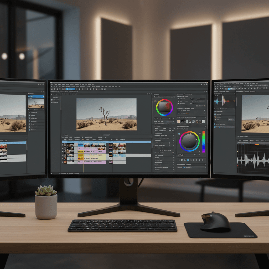Lumetriカラーパネルの全体像とワークスペース選択の様子