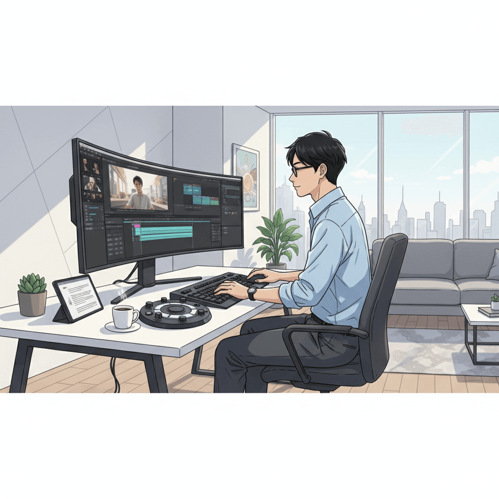 パソコンで作業する会社員のイラスト