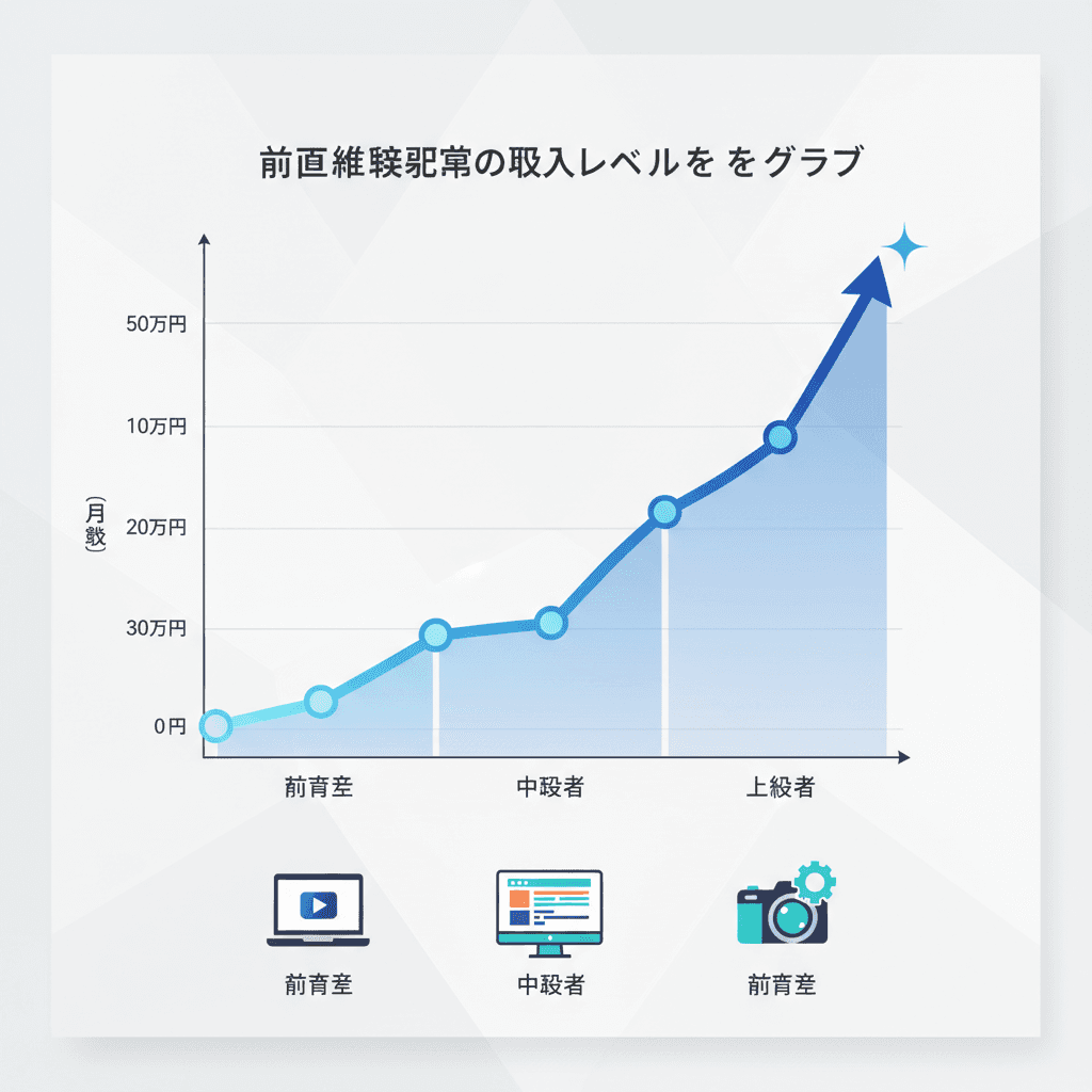 動画編集副業の収入レベルを示すグラフ