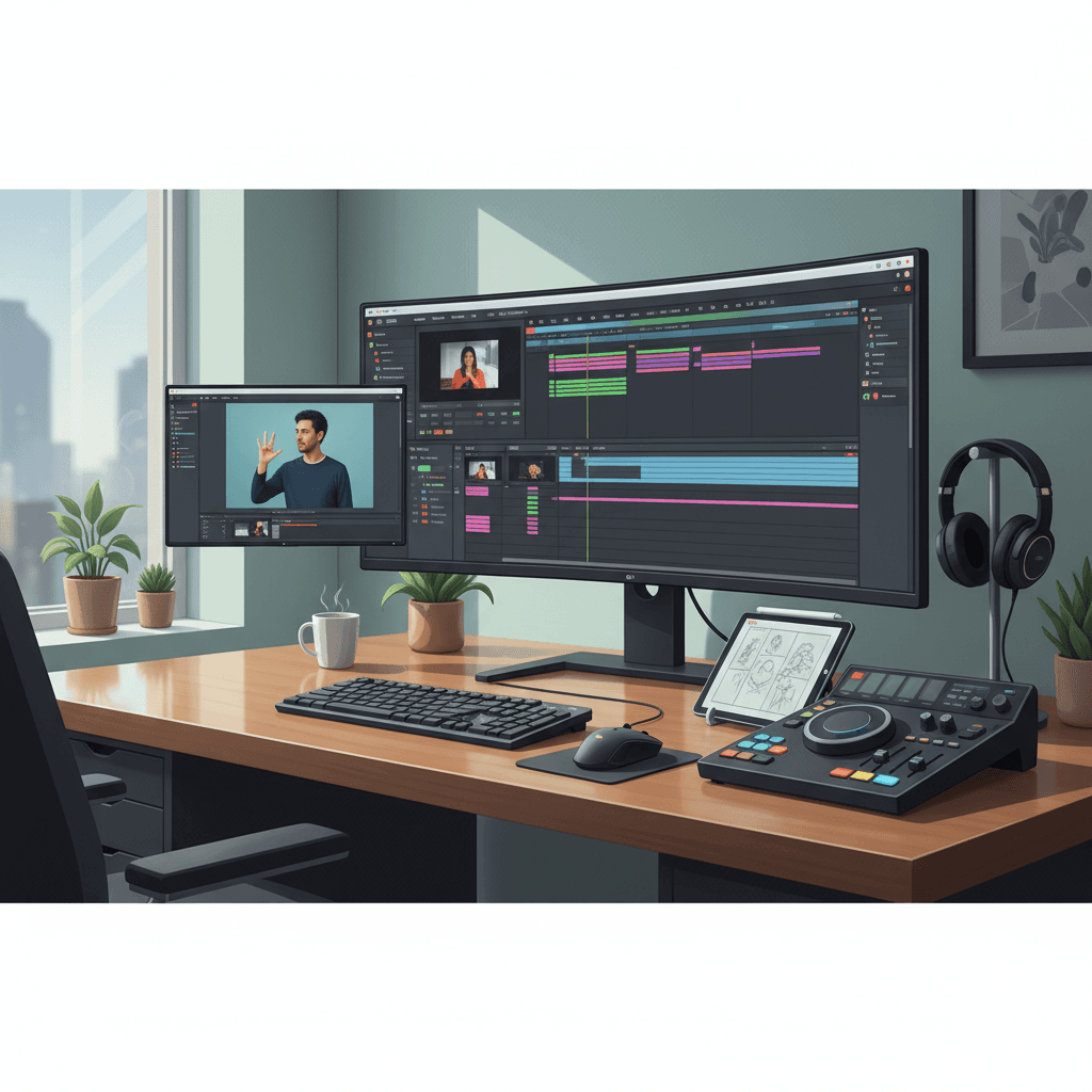 動画編集作業風景のイメージ